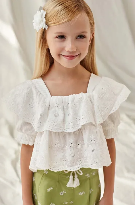 Дитяча блузка Mayoral колір білий однотонна