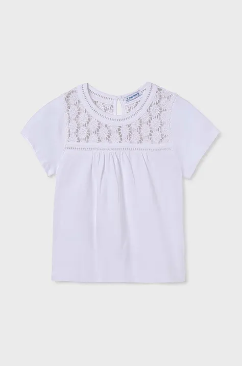 Дитяча бавовняна блузка Mayoral колір білий однотонна