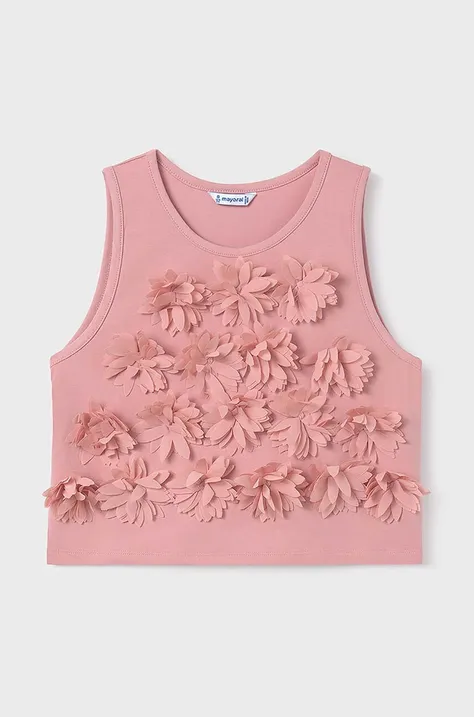 Mayoral bluzka dziecięca kolor różowy z aplikacją