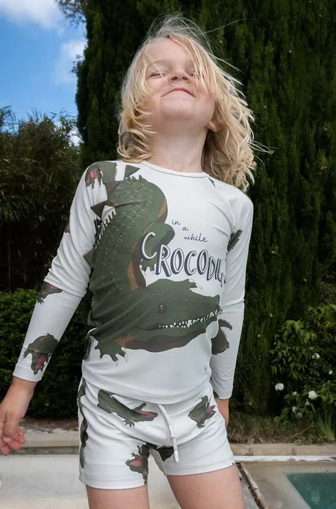 Detské tričko s dlhým rukávom na kúpanie Konges Sløjd zelená farba