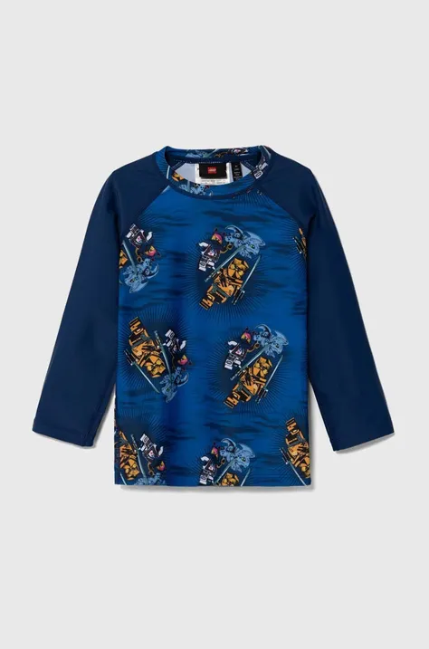 Otroška dolga majica za kopanje Lego mornarsko modra barva