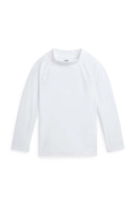 Polo Ralph Lauren longsleeve de baie pentru copii culoarea alb