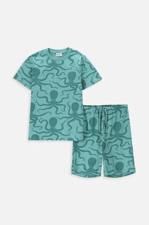 Dječja pamučna pidžama Coccodrillo boja: zelena, s uzorkom