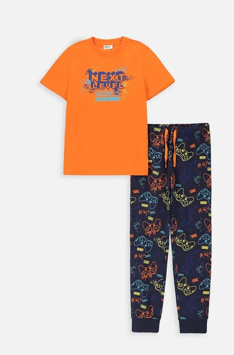 Dětské bavlněné pyžamo Coccodrillo oranžová barva