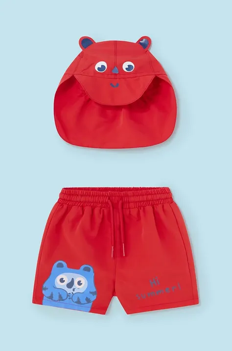 Plavkové šortky pre bábätká Mayoral červená farba