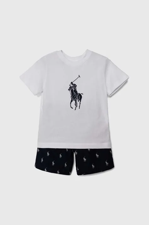 Polo Ralph Lauren gyerek pamut pizsama sötétkék, mintás