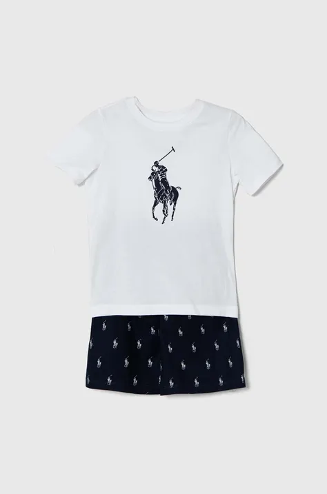 Polo Ralph Lauren gyerek pamut pizsama sötétkék, mintás