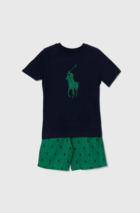 Detské bavlnené pyžamo Polo Ralph Lauren zelená farba, vzorovaná