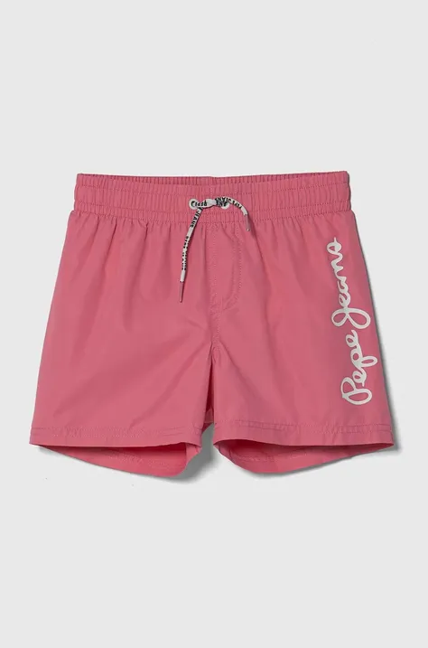Otroške kopalne kratke hlače Pepe Jeans LOGO SWIMSHORT roza barva