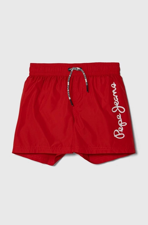 Detské plavkové šortky Pepe Jeans LOGO SWIMSHORT červená farba