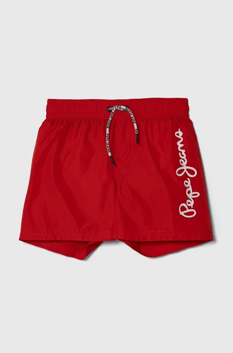 Pepe Jeans szorty kąpielowe dziecięce LOGO SWIMSHORT kolor czerwony
