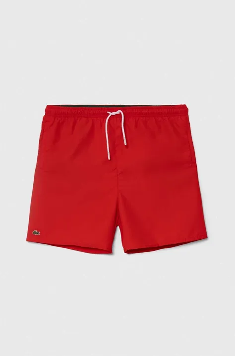 Plavkové šortky Lacoste červená farba