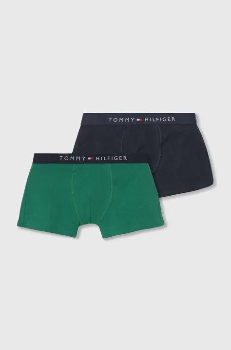 Bombažne otroške boksarice Tommy Hilfiger 2-pack zelena barva