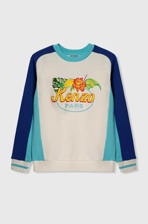 Kenzo Kids bluza bawełniana dziecięca kolor niebieski wzorzysta
