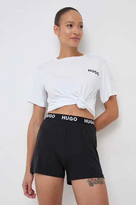 Pyžamové šortky HUGO dámské, černá barva