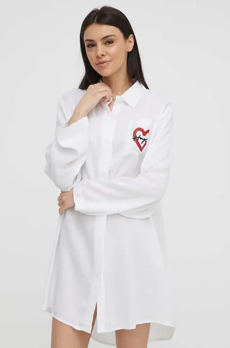 Pyžamová košeľa HUGO dámska,biela farba,50508740