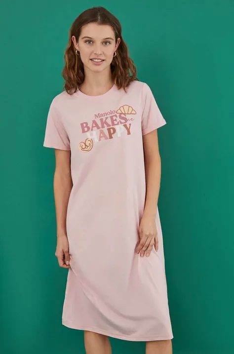 Bavlněná noční košile women'secret MANOLO BAKES růžová barva, 4366574