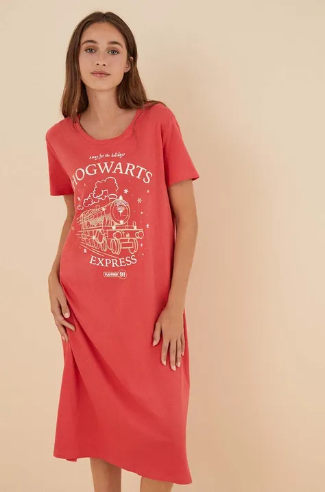 women'secret koszula nocna bawełniana Harry Potter kolor czerwony bawełniana 4446208