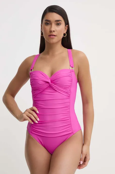 Jednodijelni kupaći kostim Dkny boja: ružičasta, lagano učvršćene košarice, DI4MS565