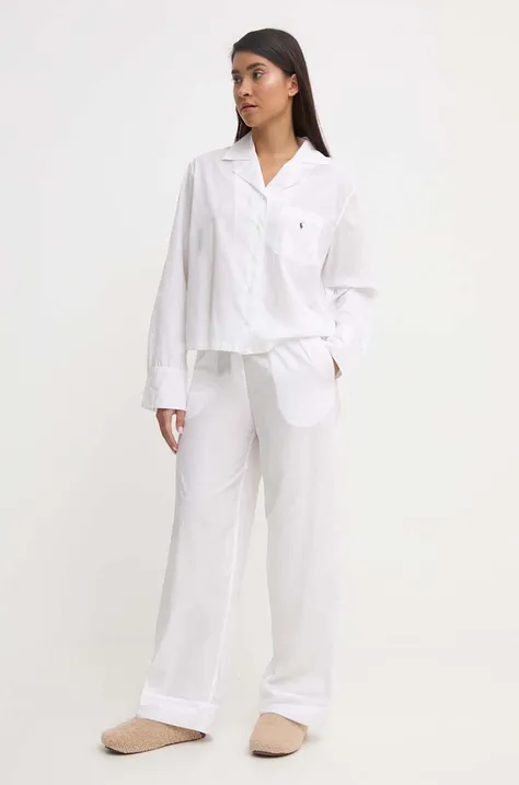 Bombažna pižama Polo Ralph Lauren bela barva, 4P8004