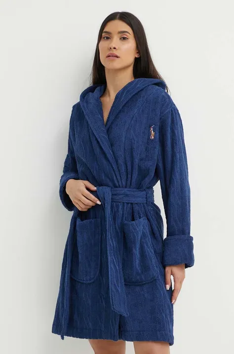 Хлопковый халат Polo Ralph Lauren цвет синий 4P0048