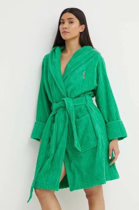 Polo Ralph Lauren szlafrok bawełniany kolor zielony 4P0048