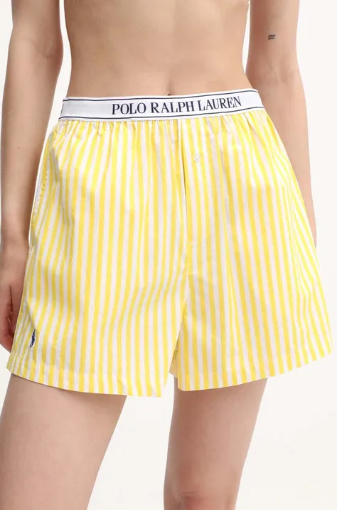 Bombažne pižama kratke hlače Polo Ralph Lauren rumena barva, 4P7024