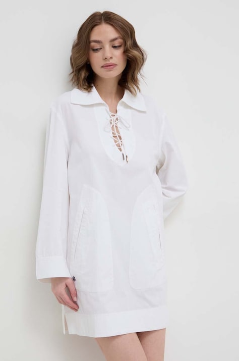 Lauren Ralph Lauren pelerină de plajă din bumbac culoarea alb