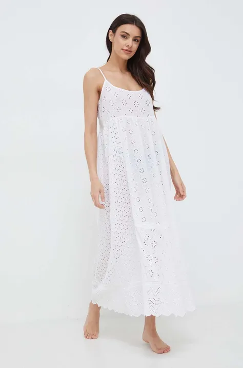 Хлопковое пляжное платье Polo Ralph Lauren цвет белый