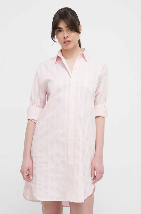 Хлопковая ночная рубашка Lauren Ralph Lauren цвет розовый хлопковая