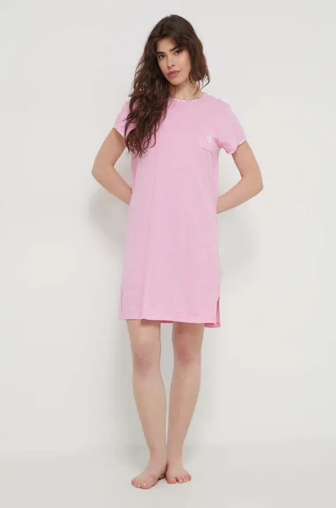 Spalna srajca Lauren Ralph Lauren ženska, roza barva