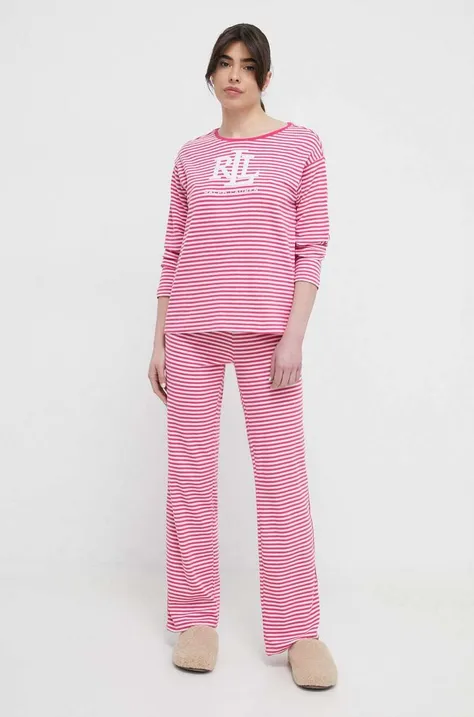 Pižama Lauren Ralph Lauren ženska, roza barva