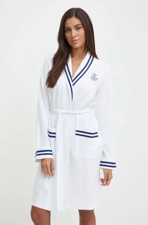 Хлопковый халат Lauren Ralph Lauren цвет белый ILN42338