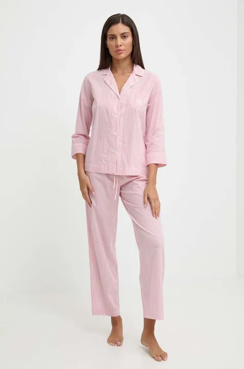 Pižama Lauren Ralph Lauren ženska, roza barva, ILN92339