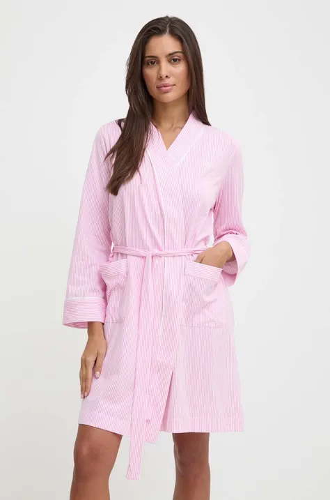 Bavlněný župan Lauren Ralph Lauren růžová barva, I814702