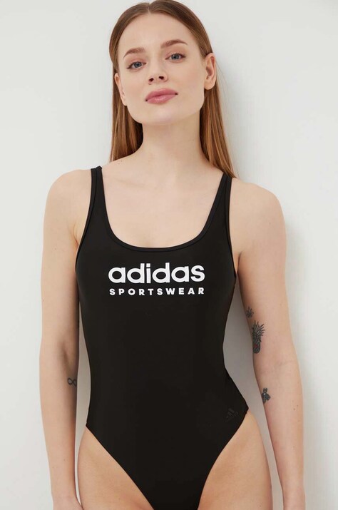 Суцільний купальник adidas колір чорний м'яка чашечка