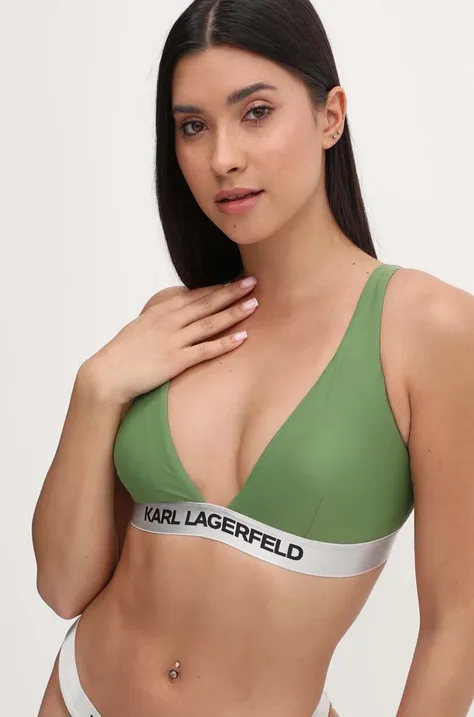 Karl Lagerfeld biustonosz kolor zielony miękka miseczka