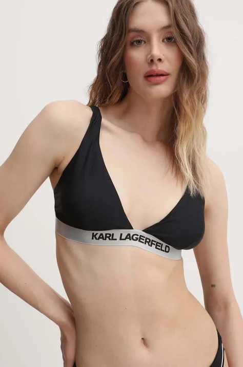 Podprsenka Karl Lagerfeld čierna farba, jednofarebný