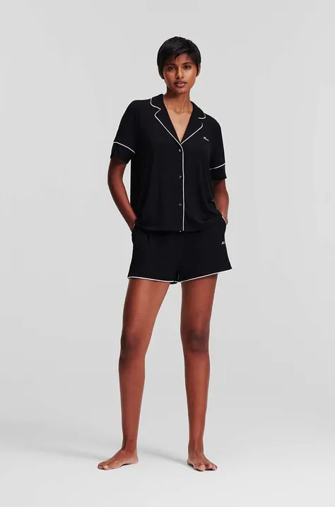 Πιτζάμα Karl Lagerfeld χρώμα: μαύρο
