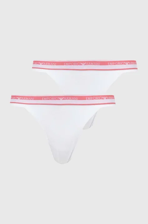 Brazílske nohavičky Emporio Armani Underwear 2-pak biela farba