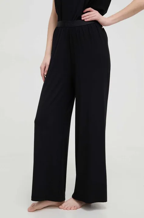 Kalhoty BOSS černá barva, high waist, 50515585