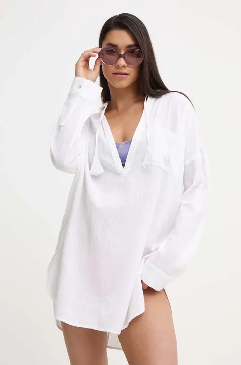 Roxy bluzka plażowa bawełniana kolor biały ERJX603382