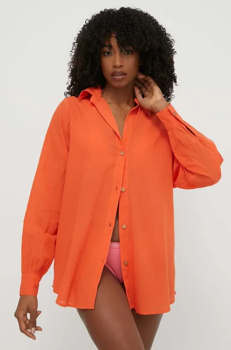 Bavlněná plážová košile Billabong oranžová barva, EBJWT00113
