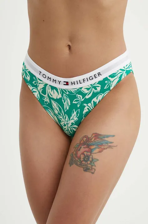 Plavkové nohavičky Tommy Hilfiger zelená farba, UW0UW05365