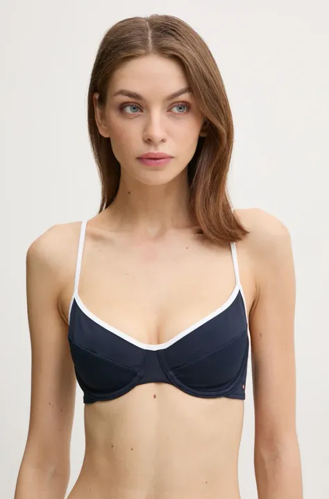 Tommy Hilfiger sutien de baie culoarea albastru marin, cupa moale, UW0UW05241