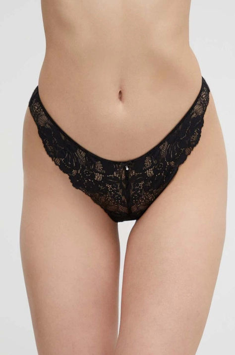 Tanga women'secret FEMININE LACE černá barva, 8327291