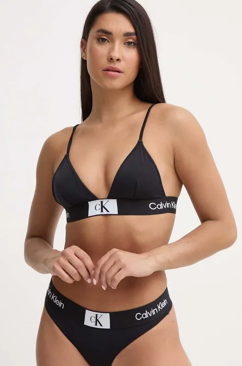 Kupaći grudnjak Calvin Klein boja: crna, lagano učvršćene košarice, KW0KW02451