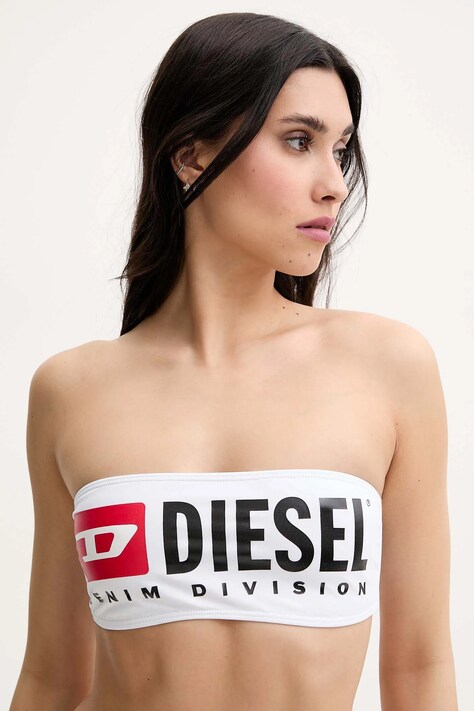 Plavková podprsenka Diesel bílá barva, měkký košík