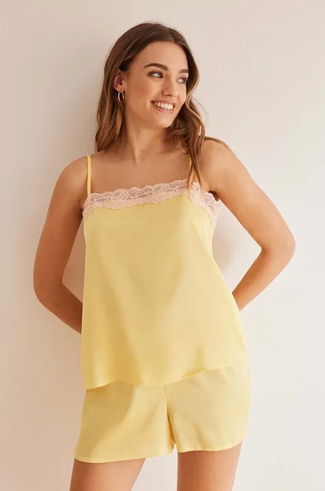 women'secret pizsama SENSE VALENTINE női, sárga, szatén, 2547594