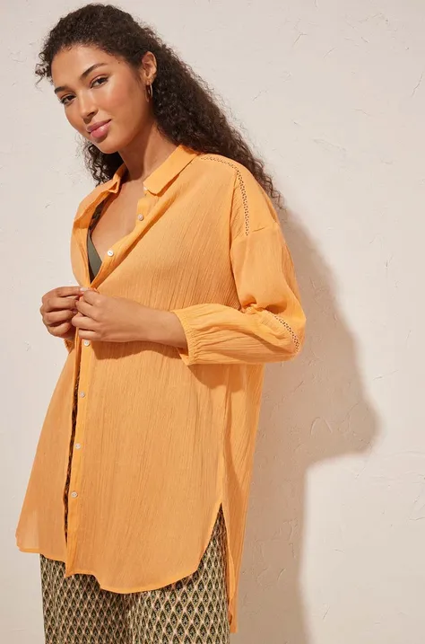 Βαμβακερό πουκάμισο παραλίας women'secret PERFECT BEACH SETS PERFECT BEACH SETS χρώμα: πορτοκαλί, 5547385 5547385